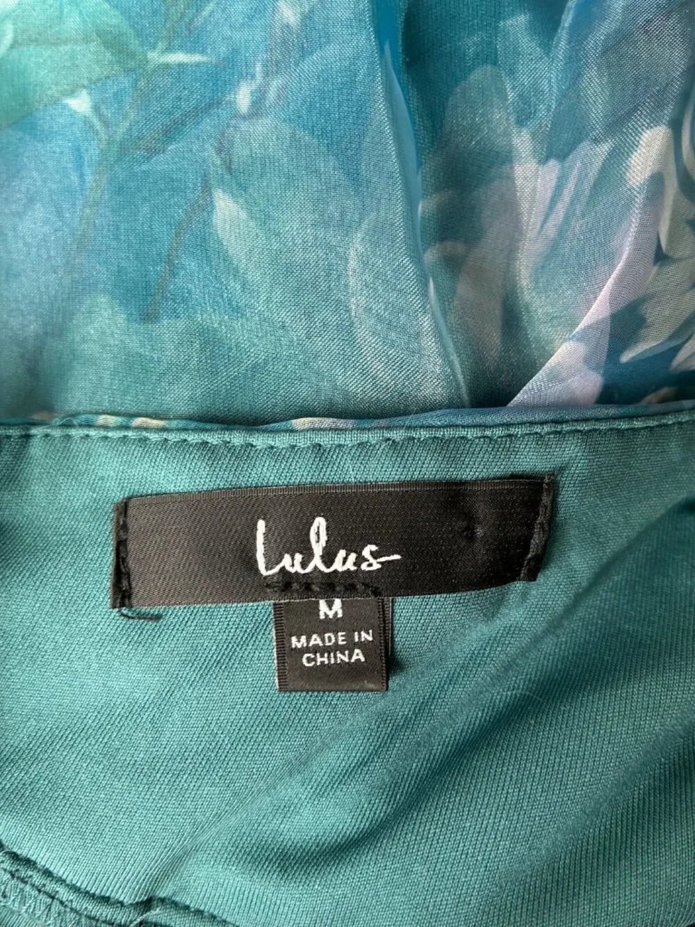 Lulus Lovely Statement Teal Blue Floral Organza Tie-Back Midi Dress - Size M - Picture 12 of 16